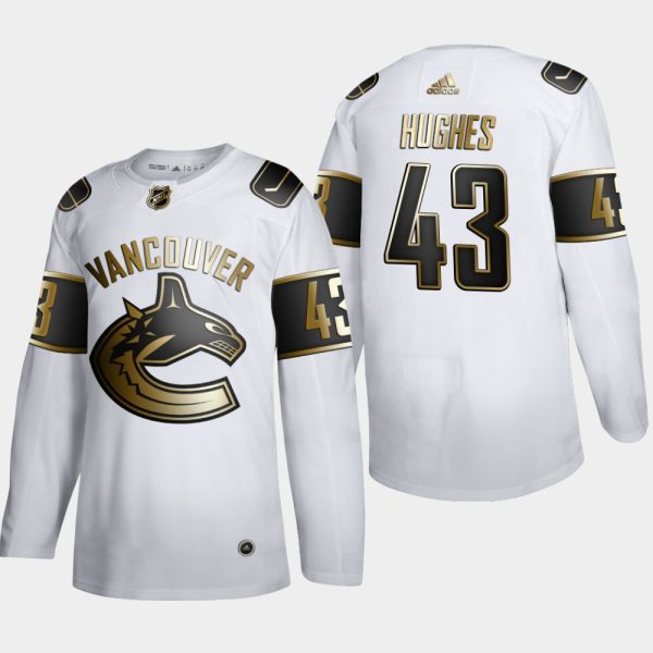 Herren Vancouver Canucks Eishockey Trikot Quinn Hughes #43 Golden Edition Weiß Authentic